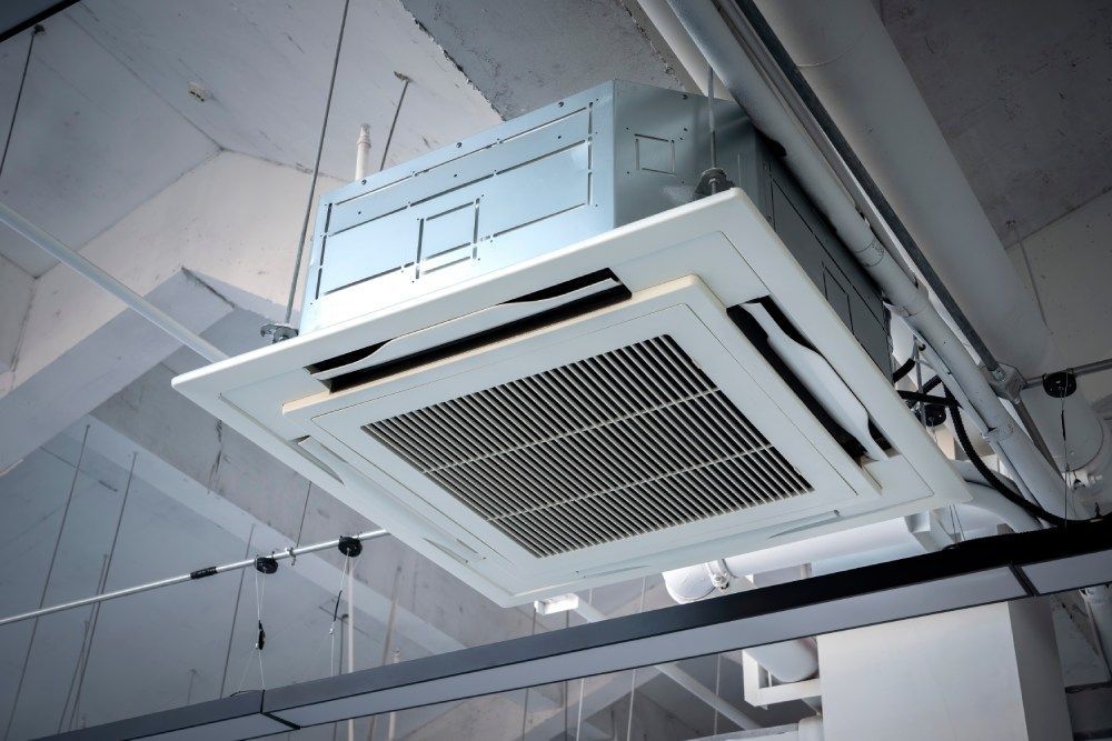 Ceiling cassette air-conditioning unit in a commercial fit-out
