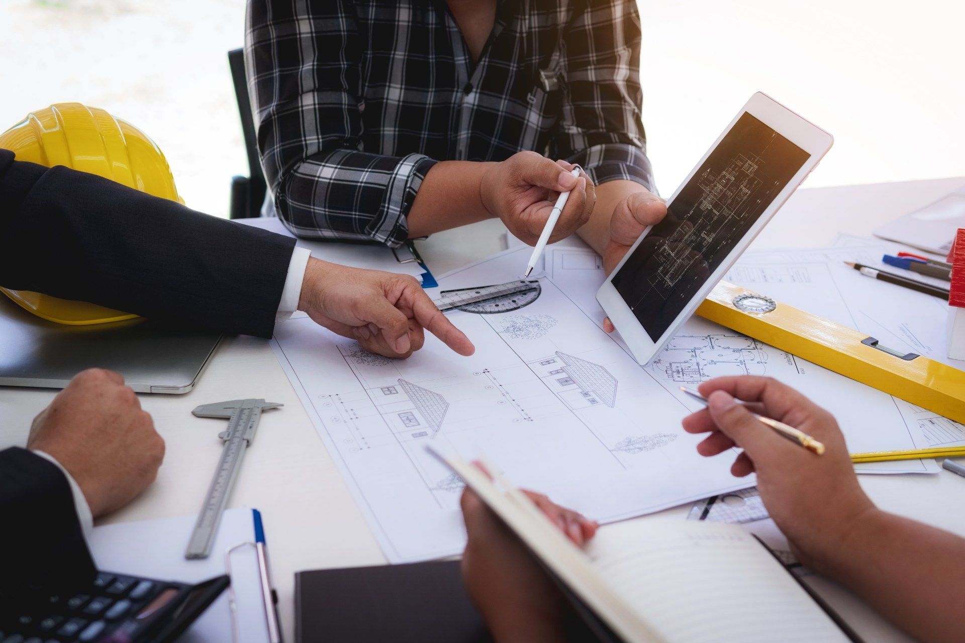 Engineering team coordinating a design package